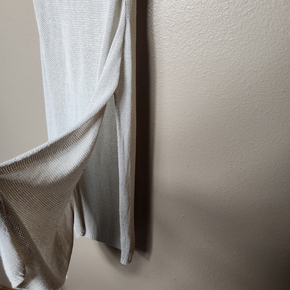 Womens |S| Beige Lightweight Open Knit Side Slit Knee Length Tank Cover-Up - Picture 3 of 7